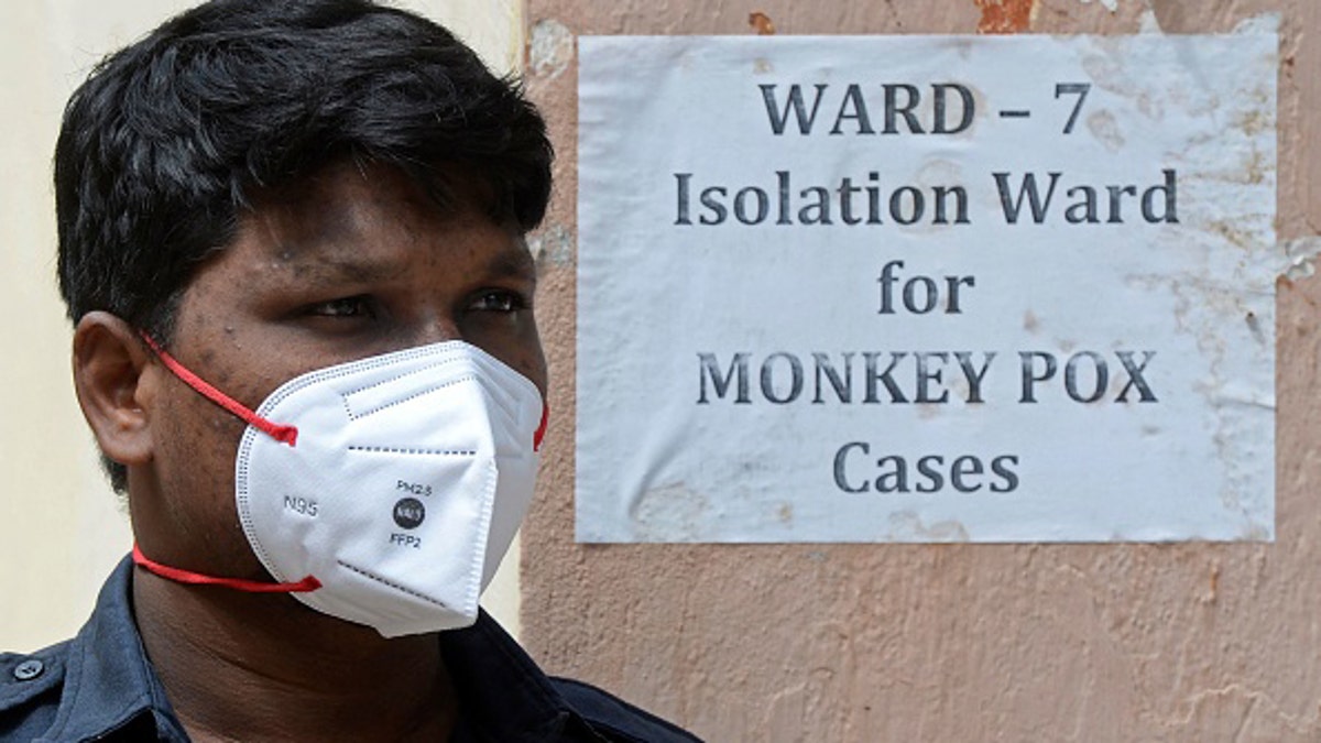Security guard outside of monkeypox quarantine center in India
