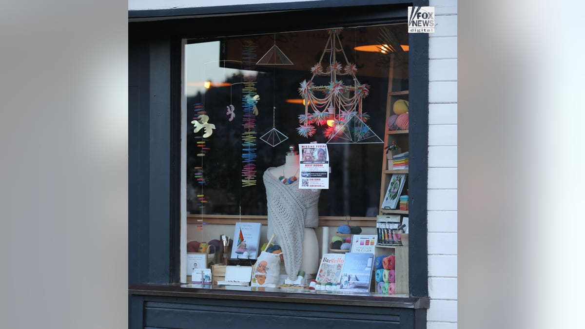 Shop windows adorned with missing person flyers in the Search for Kiely Rodni