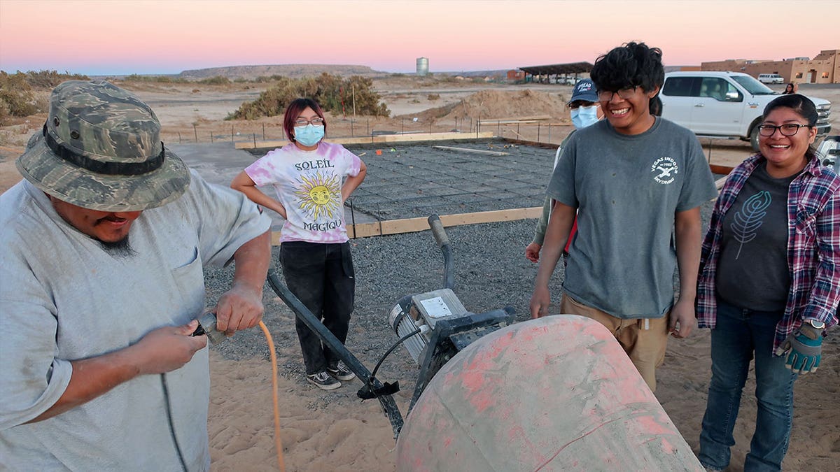 A youth group helps build a skate ramp on the Arizona Hopi reservation