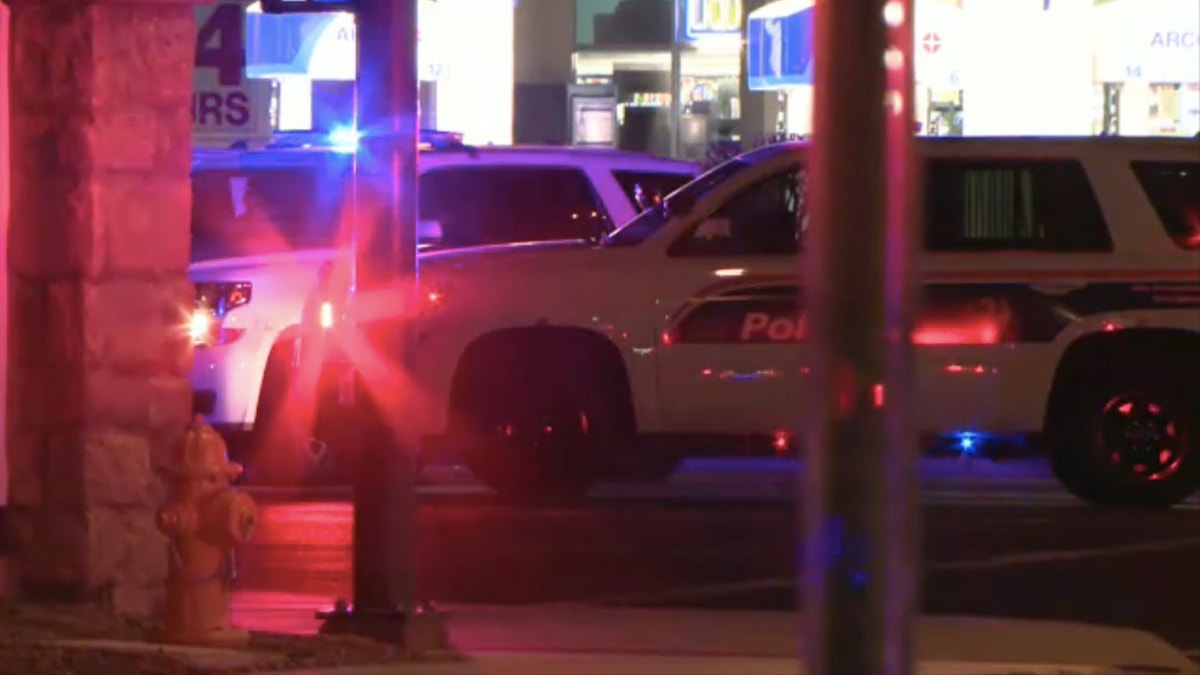 Police cars near the scene of the shooting in Arizona