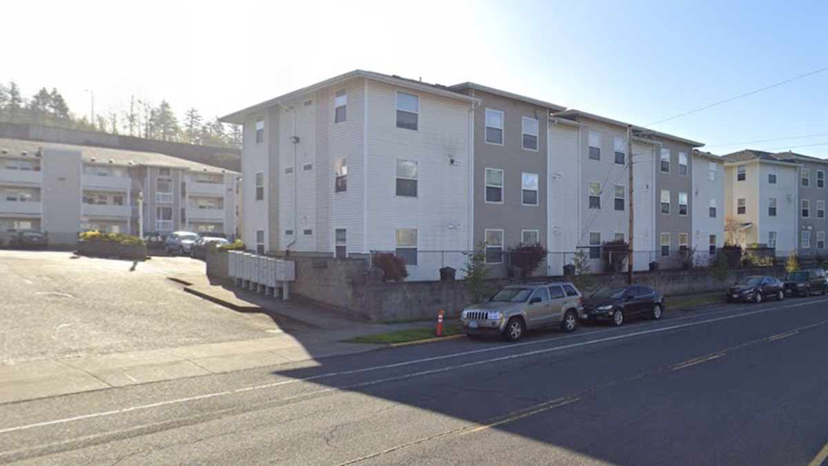 Photo shows outside of townhouse-style apartments in Portland, Oregon 