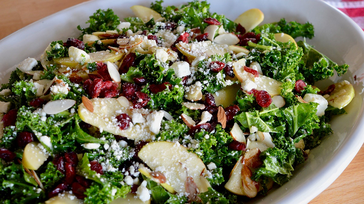 Kale cranberry feta salad