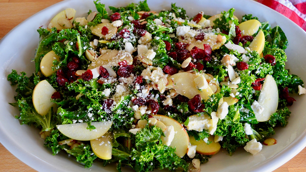 Kale cranberry feta salad