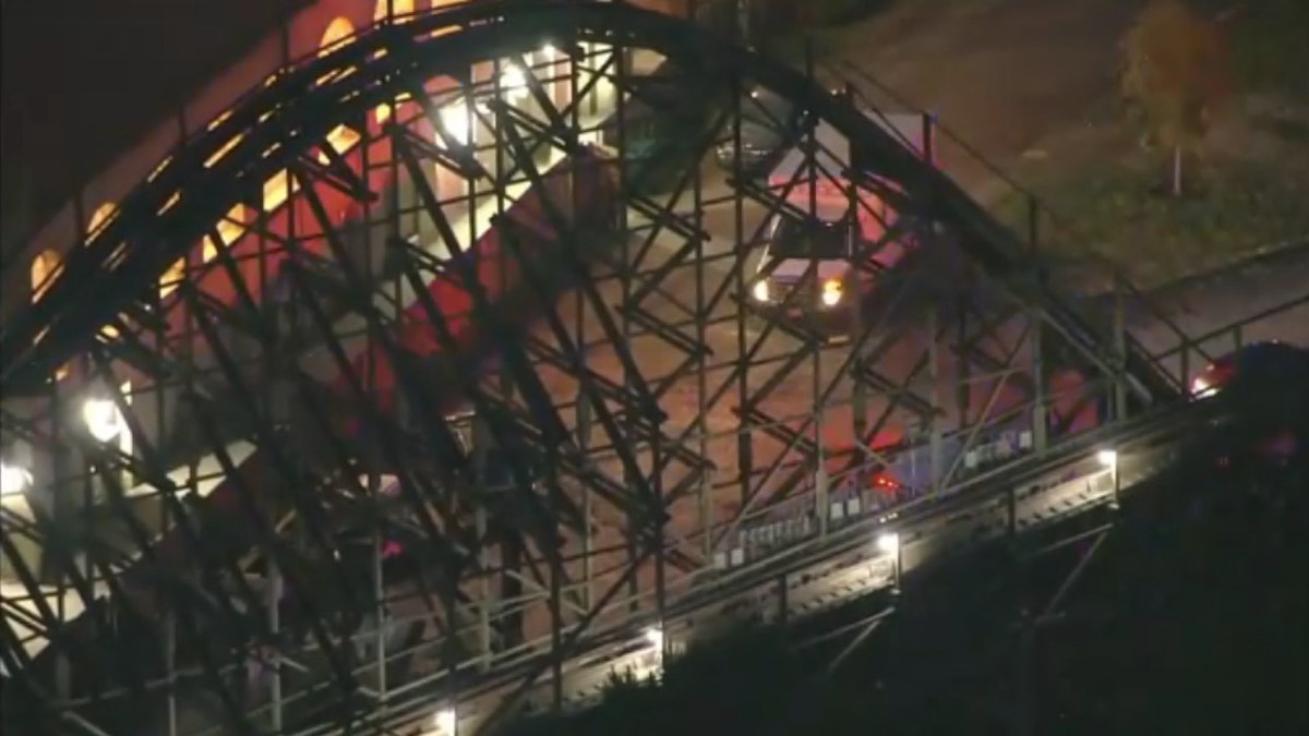 Ambulance behind El Toro roller coaster