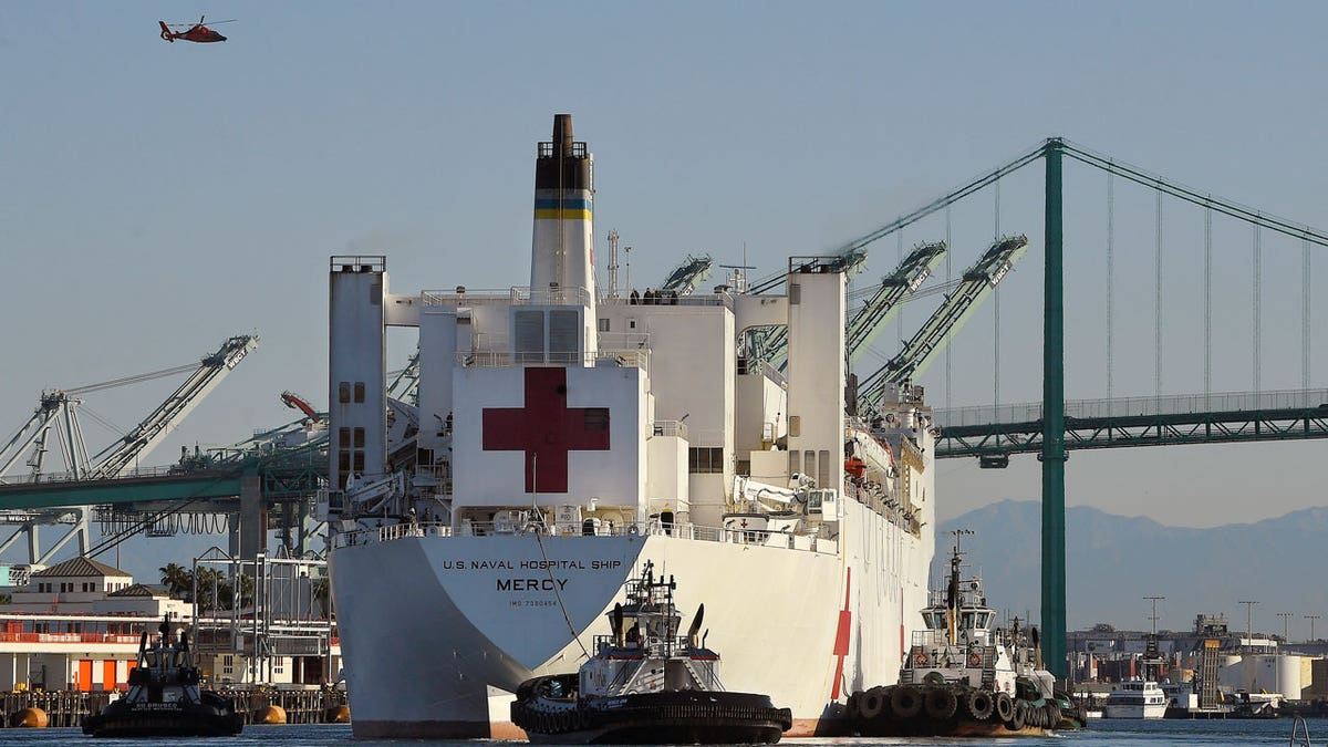 USNS Mercy hospital ship in Port of Los Angeles