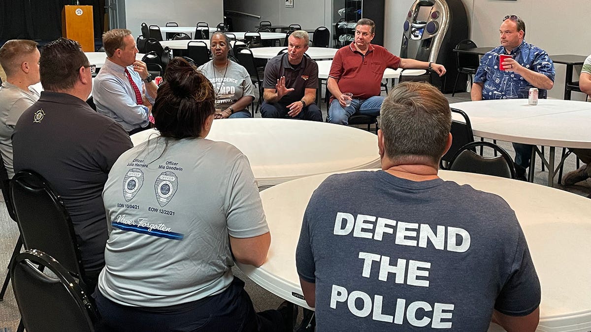 Ted Budd listens to law enforcement members