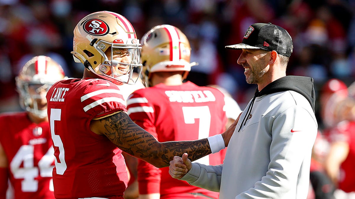 Trey Lance and Kyle Shanahan