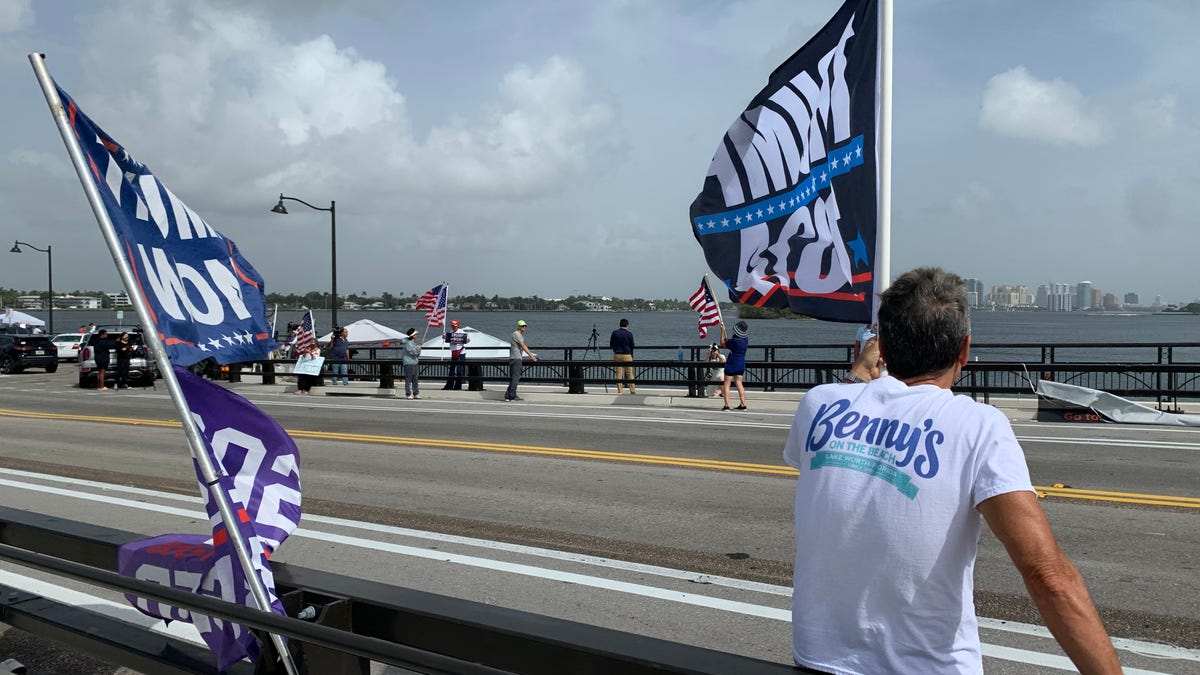 Trump supporters wave flags