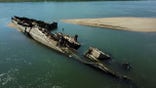 Wreckage of a World War Two German warship is seen in the Danube in Prahovo, Serbia August 18, 2022.
