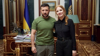 Actress Jessica Chastain meets with Volodymyr Zelenskyy in Ukraine