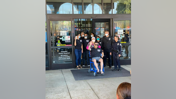 California police officer shot in the face given hero's welcome after being released from Pasadena hospital