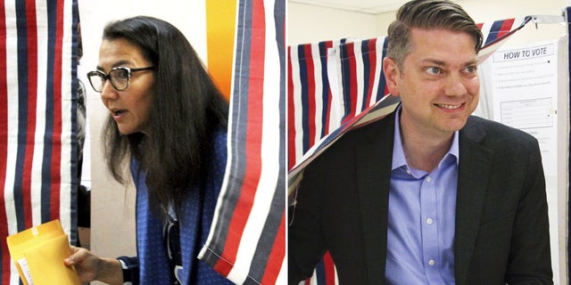 Alaska special election candidates Mary Peltola and Nick Begich are shown participating in early voting on Aug. 12 and Aug. 10, respectively.
