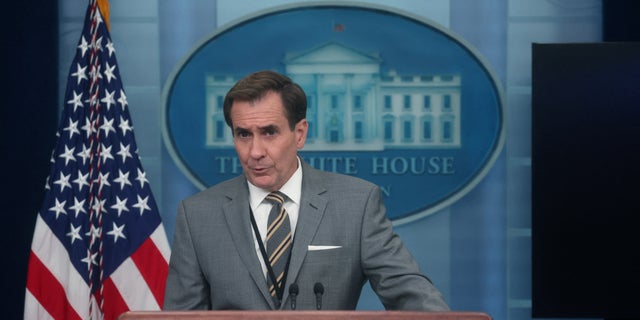 John Kirby, National Security Council coordinator for strategic communications, takes part in a press briefing at the White House in Washington on Aug. 1, 2022.