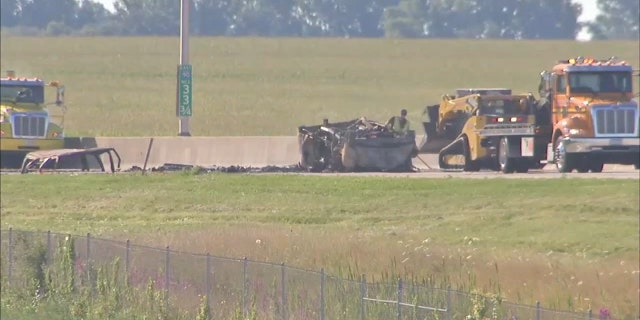 A woman driving a car slammed head-on into a family in a van. Both cars burst into flames. A mother and her five children were killed. The father, who was driving the van, was the only survivor of the Chicago-area crash.