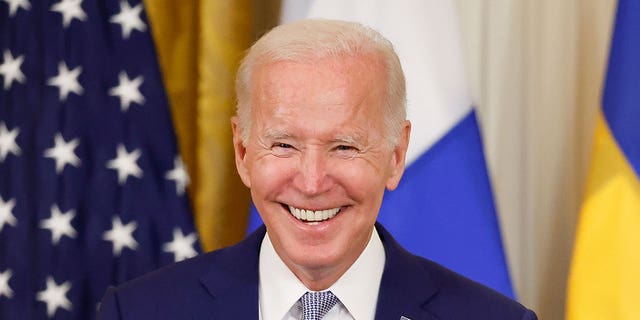 President Biden speaks before signing the agreement for Finland and Sweden to be included in NATO, at the White House on Aug. 9, 2022.