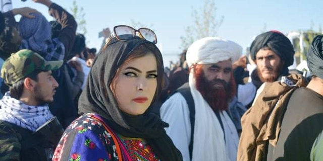 Afghan journalist Meena Habib works after the Taliban takeover.
