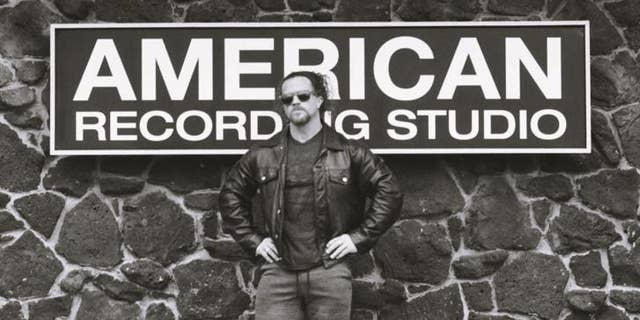 Peter Putnam, a musician from Dalton, Georgia, poses in front of the American Recording Studio in Memphis.