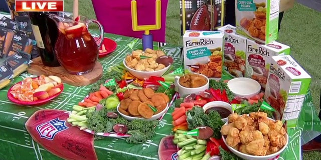 A snack spread and sangria pitcher are featured on "Fox and Friends" on Thursday, Aug. 25, 2022.