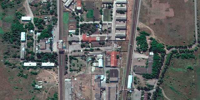 A satellite photo provided by Maxar Technologies of the Olenivka detention center in Eastern Donetsk province, after an attack on the prison reportedly killed Ukrainian soldiers.