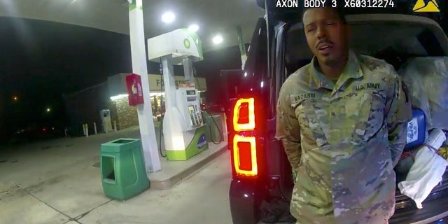 In this image made from Windsor, Va., Police video, a police officer speaks with Caron Nazario during a traffic stop, Dec. 20, 2020, in Windsor, Va.