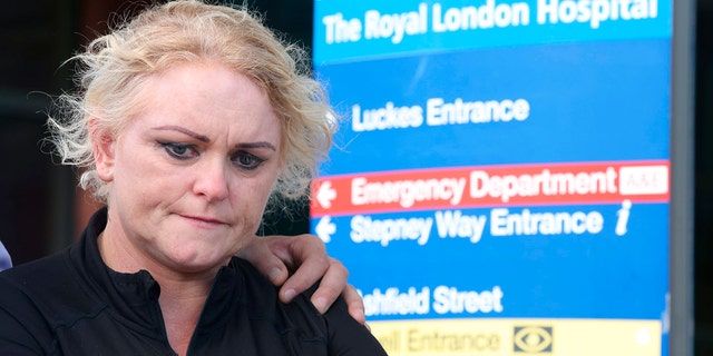 Hollie Dance, mother of 12-year-old Archie Battersbee, speaks to the media outside the Royal London Hospital, on Aug. 3, 2022.