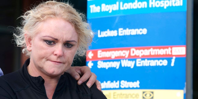 Hollie Dance, mother of 12-year-old Archie Battersbee, speaks to the media outside the Royal London Hospital, on Aug. 3, 2022.