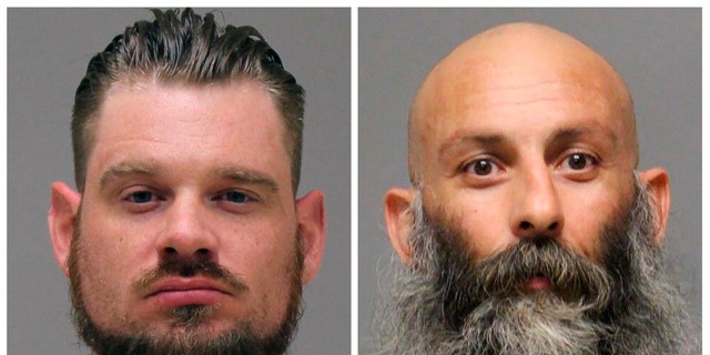 This photo combo of images provided by the Kent County Sheriff and Delaware Department of Justice, respectively, shows Adam Dean Fox, left, and Barry Croft Jr. on April 8, 2022.