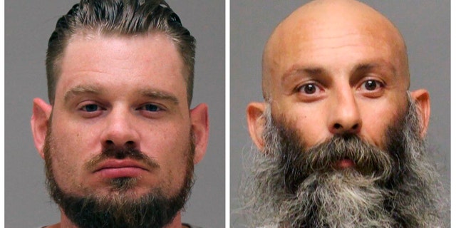 This photo combo of images submitted by the Kent County Sheriff and the Delaware Department of Justice, respectively, shows Adam Dean Fox, left, and Barry Croft Jr. available on April 8, 2022.