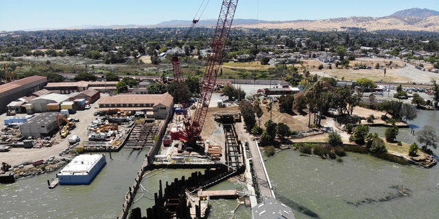 Construction is underway for intake pipes to draw water from the San Joaquin River for a water desalination plant in Antioch California. The plant will be the state's first inland desalination plant for brackish surface water, said John Samuelson, the city’s director of public works.