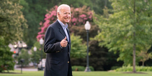 President Biden walks to board Marine One on the South Lawn of the White House on his way to his Rehoboth Beach, Delaware, home, on Aug. 7, 2022.