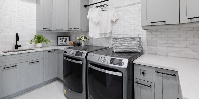 Maritza Capiro, an interior designer in Coral Gables, Florida, likes to include drawers and cabinets in laundry rooms so household items can be stored in an organized manner.