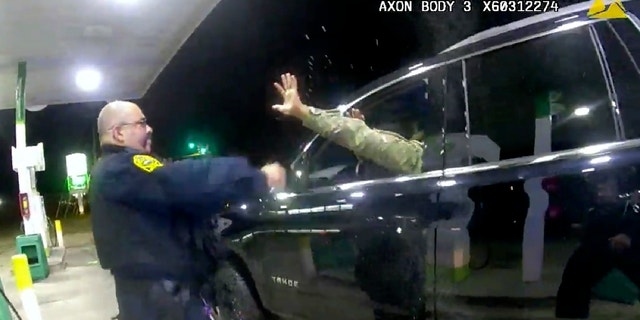 This police video shows an officer using a spray agent on Caron Nazario, an Army lieutenant who is Black and Latino, on Dec. 20, 2020, in Windsor, Virginia. The traffic stop was captured on video and viewed by millions of people after it became public in April 2021. A federal judge ruled on Aug. 9, 2022, that Nazario can proceed to trial with claims in a lawsuit of false imprisonment, assault, and battery under state law. 