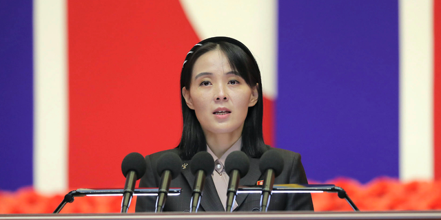 FILE - This photo provided on Aug. 14, 2022, by the North Korean government, Kim Yo Jong, sister of North Korean leader Kim Jong Un, delivers a speech during the national meeting against the coronavirus, in Pyongyang, North Korea, on Wednesday, Aug. 10, 2022.  (Korean Central News Agency/Korea News Service via G3 Box News)