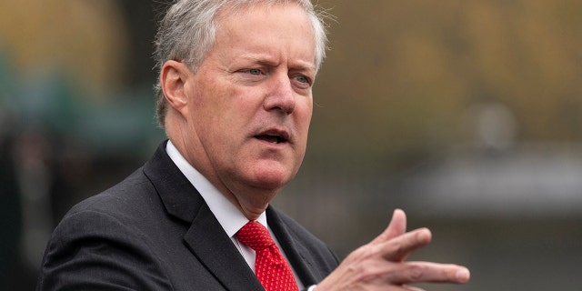 Mark Meadows speaks to media outside White House