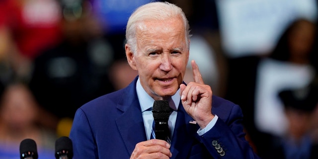President Joe Biden highlights his anti-crime and police funding plan at a speech at the Arnaud C. Marts Center on the campus of Wilkes University, Tuesday, Aug. 30, 2022, in Wilkes-Barre, Pa. 