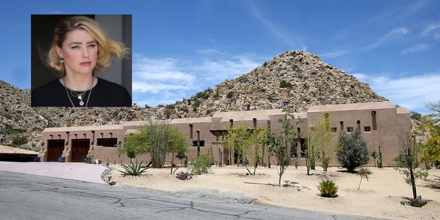 A photo combination of Amber Heard and the Yucca Valley, California home she sold in July after her ex-husband Johnny Depp won his defamation case against her.