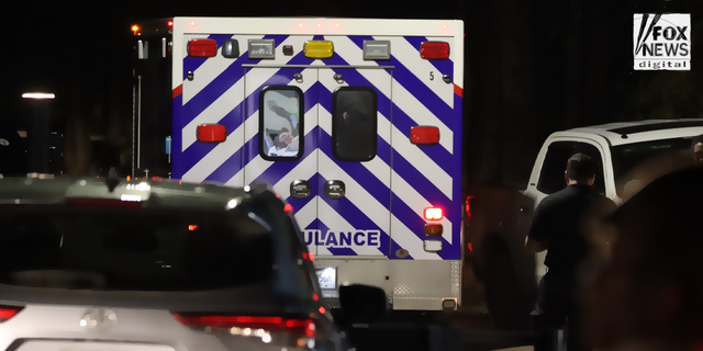 An ambulance is seen taking a wedding guest from Jennifer Lopez and Ben Affleck's wedding.