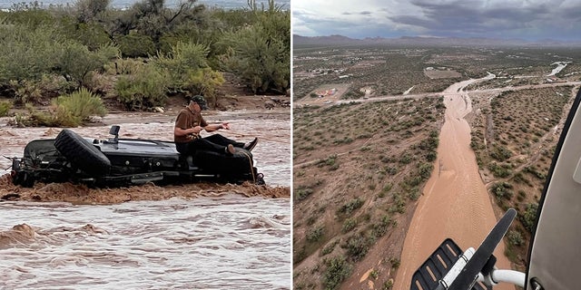 The Jeep had driven into a wash on Estrella Road near Agua Fria Drive in Golden Valley, authorities said.