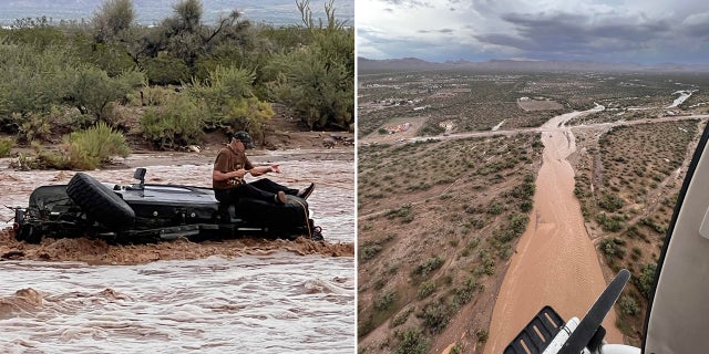 The Jeep had driven into a wash on Estrella Road near Agua Fria Drive in Golden Valley, authorities said.