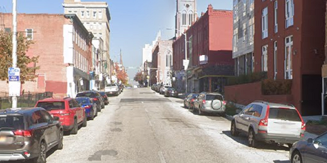 The threats allegedly were made on this block in Baltimore, Md., according to police.