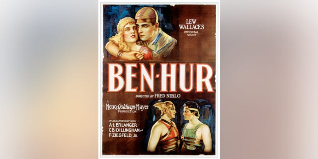 The poster for "Ben-Hur" (aka "Ben-Hur: A Tale Of The Christ"). Top from left: May McAvoy, Ramon Novarro; bottom from left: Francis X. Bushman, Ramon Novarro, 1925. 