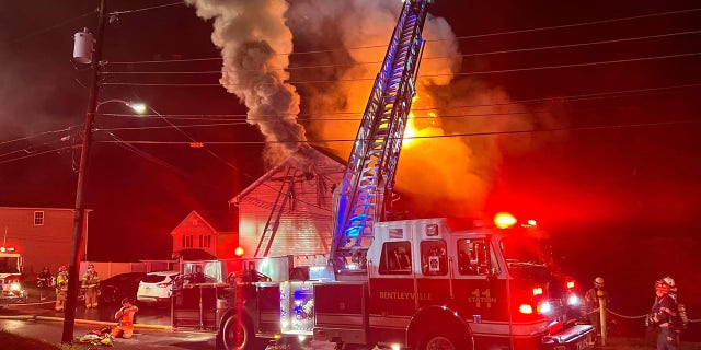 Firefighters responded just before 1 a.m. to an apartment fire in Bentleyville, Pennsylvania, on Tuesday.