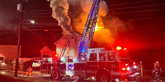 Firefighters responded just before 1 a.m. to an apartment fire in Bentleyville, Pennsylvania, on Tuesday.