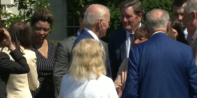 President Biden shook hands after signing the CHIPS bill, Tuesday, Aug. 9, 2022.