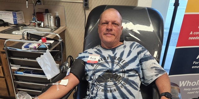 Barnes donated whole blood the day after he arrived in Boise, Idaho.