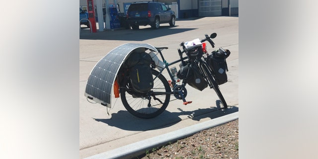 Barnes decided to get rid of his trailer in North Dakota; but he did keep his solar panel, which charges his phone.