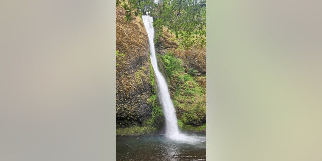 Barnes said he especially enjoyed seeing waterfalls in Oregon, including this one called Horsetail Falls.