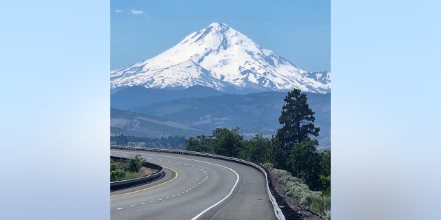 "When I saw Mount Hood, that was just like, ‘Wow,'" Barnes said. He took this photo of Mount Hood during his journey. 