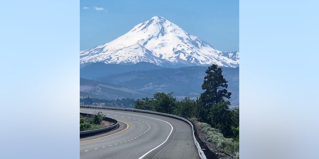 "When I saw Mount Hood, that was just like, ‘Wow,'" Barnes said. He took this photo of Mount Hood during his journey.