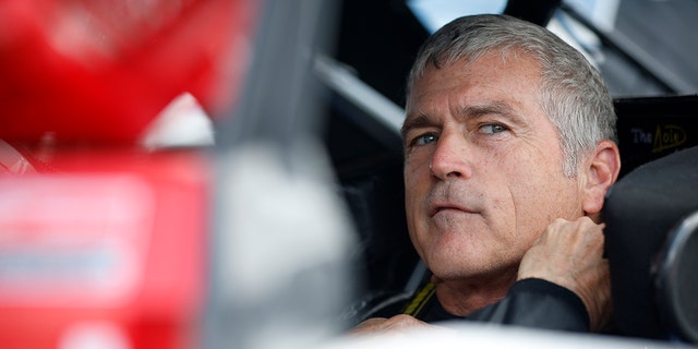 Bobby Labonte sits in his car during practice for the Camping World Superstar Racing Experience event at South Boston Speedway on June 25, 2022, in South Boston, Virginia.